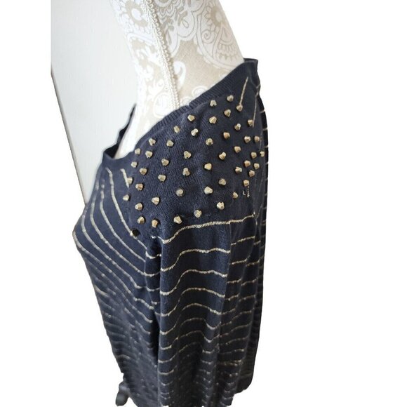 Lane Bryant Womens Embellished Black Gold Metallic Pullover Tunic Sweater 18 20 - Picture 4 of 8